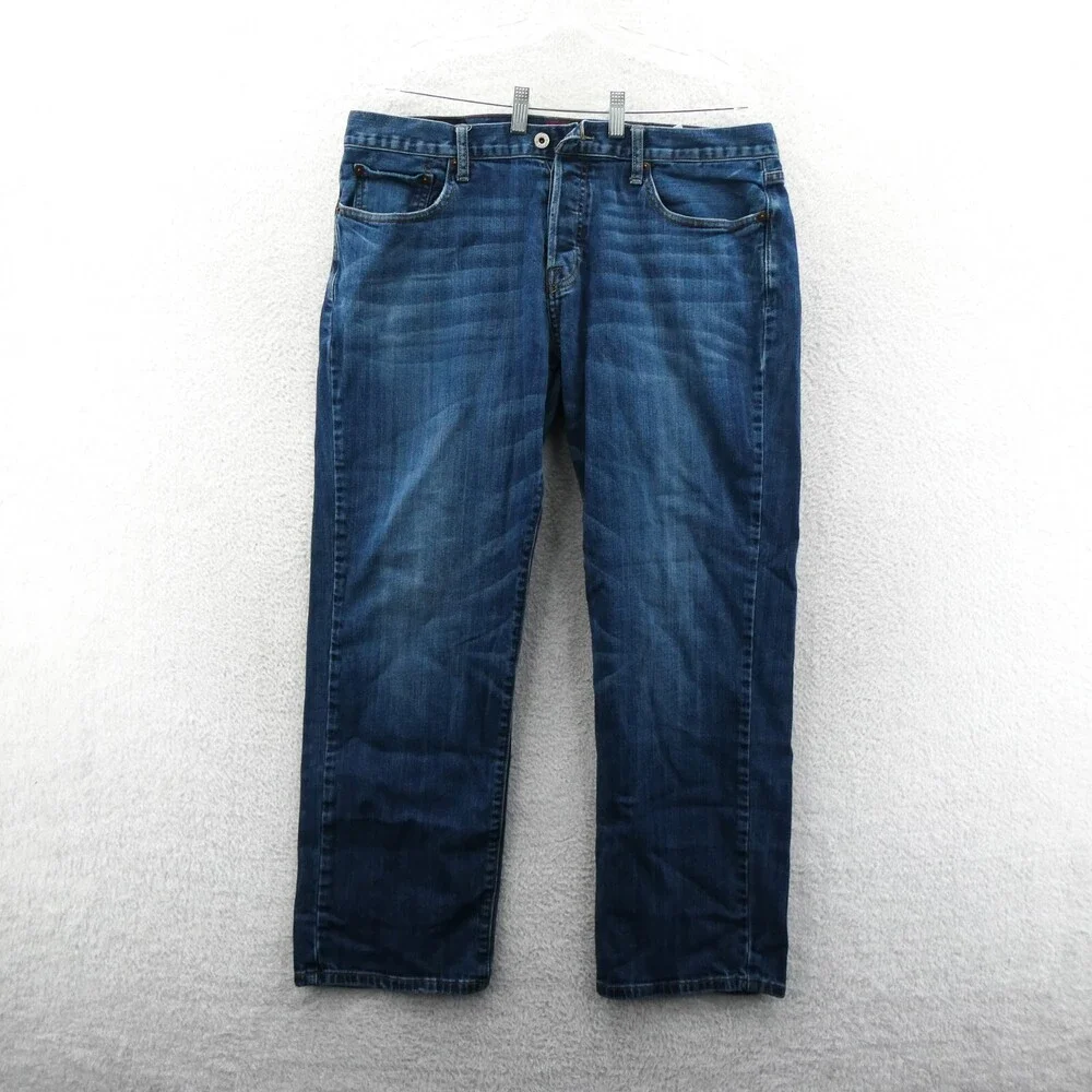 Lucky Brand Jeans Mens Size 38x30 Straight Leg Blue Cotton Denim Dark Wash Pants